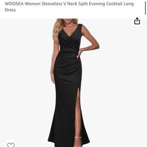 Women Sleeveless V Neck Split Evening Cocktail Long Dress